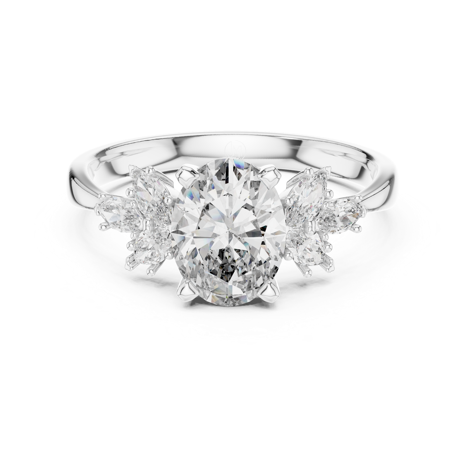 Gold Ring 20-10002L, White Gold, view 4