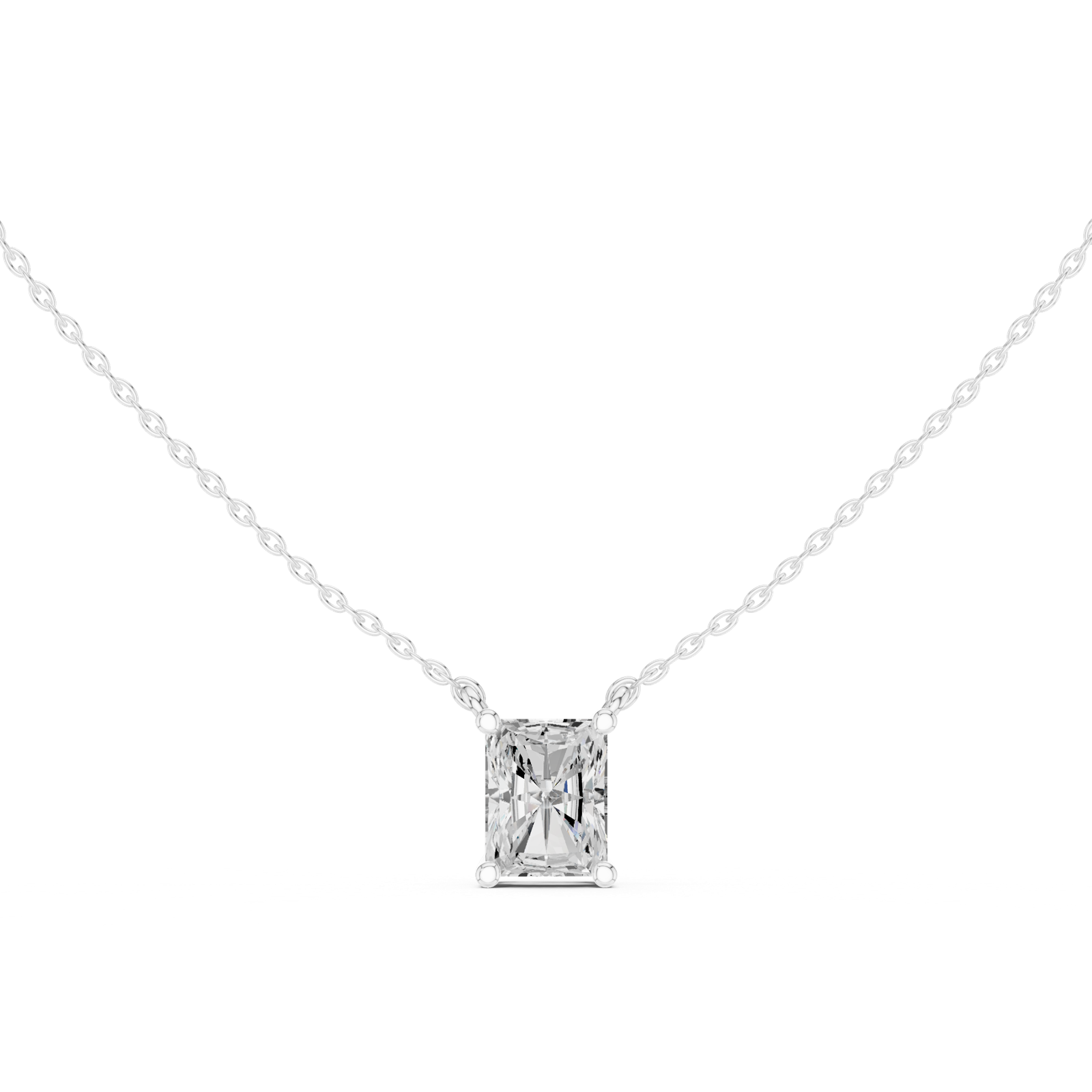 Gold Jewelry DDPO-001, Radiant center stone, White Gold, view 4
