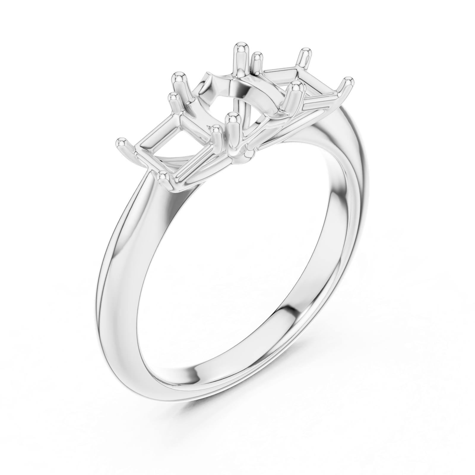 Gold Ring DDLR-044, Cushion center stone, White Gold, view 2