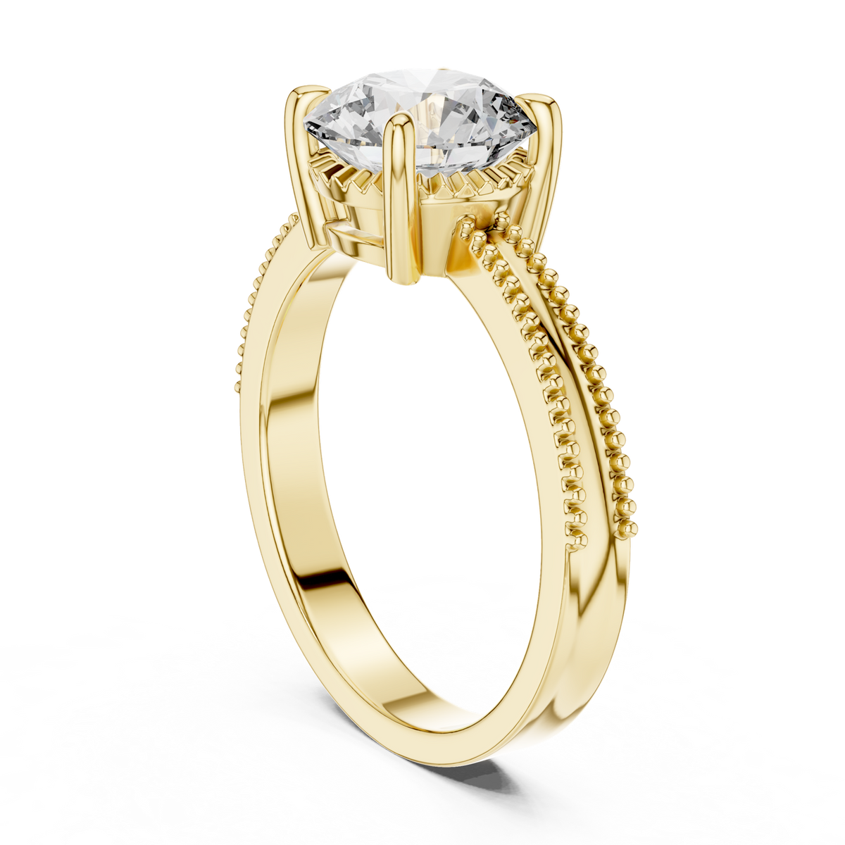 14K Solid Gold Lab Diamond Solitaire Ring, Yellow Gold, view 1