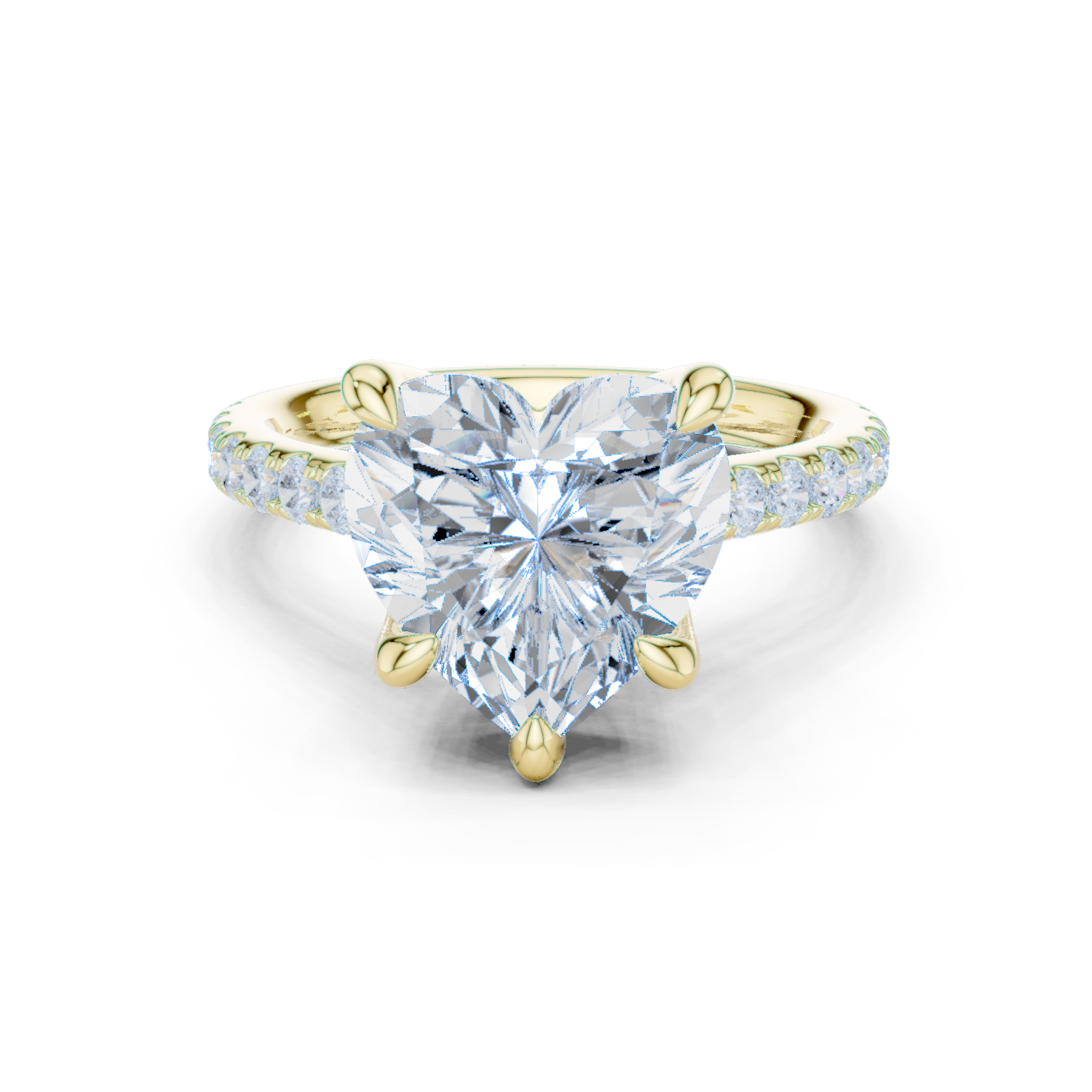 Gold Ring DDLR-250, Heart center stone, Yellow Gold