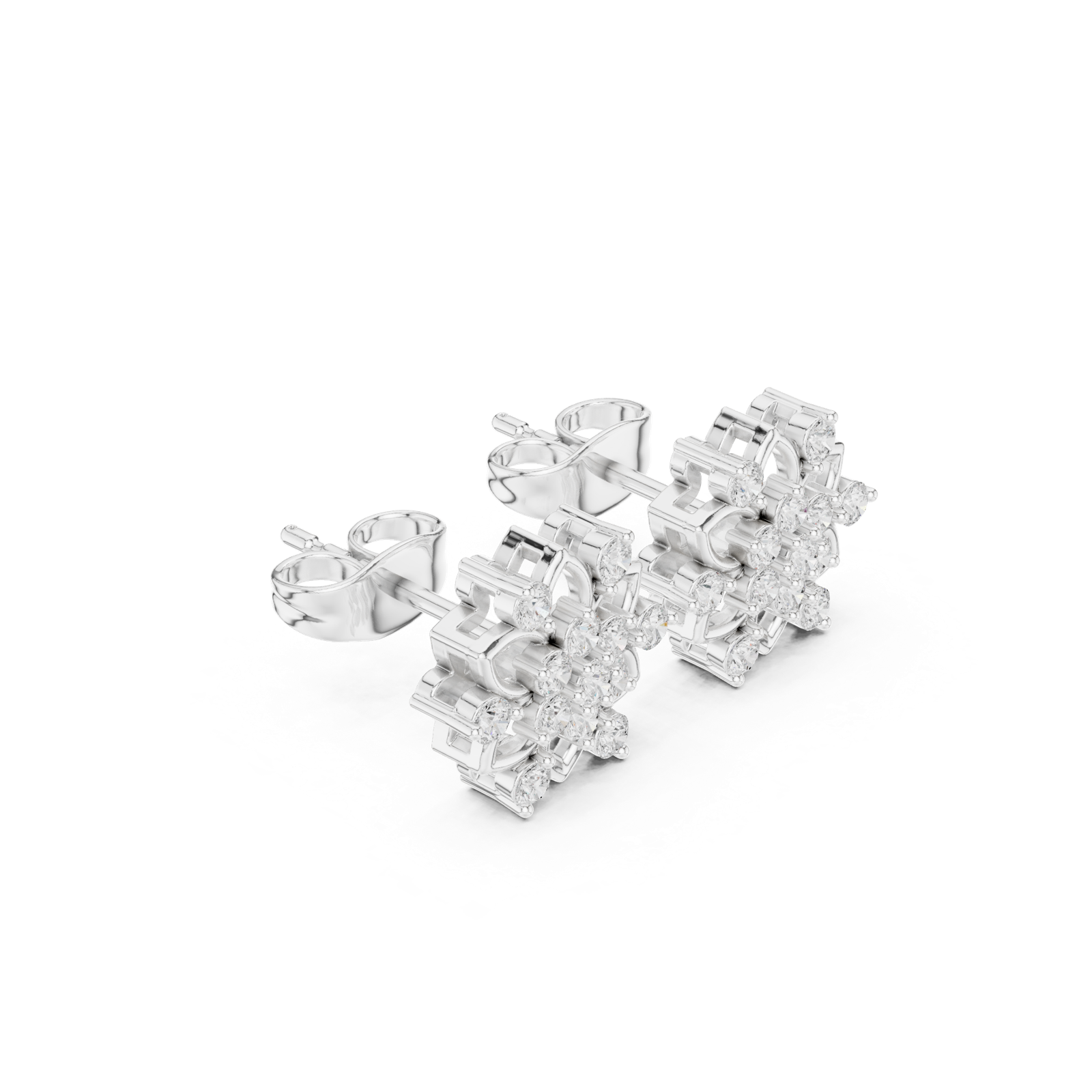 Gold Earrings ALJER-535, White Gold, view 1