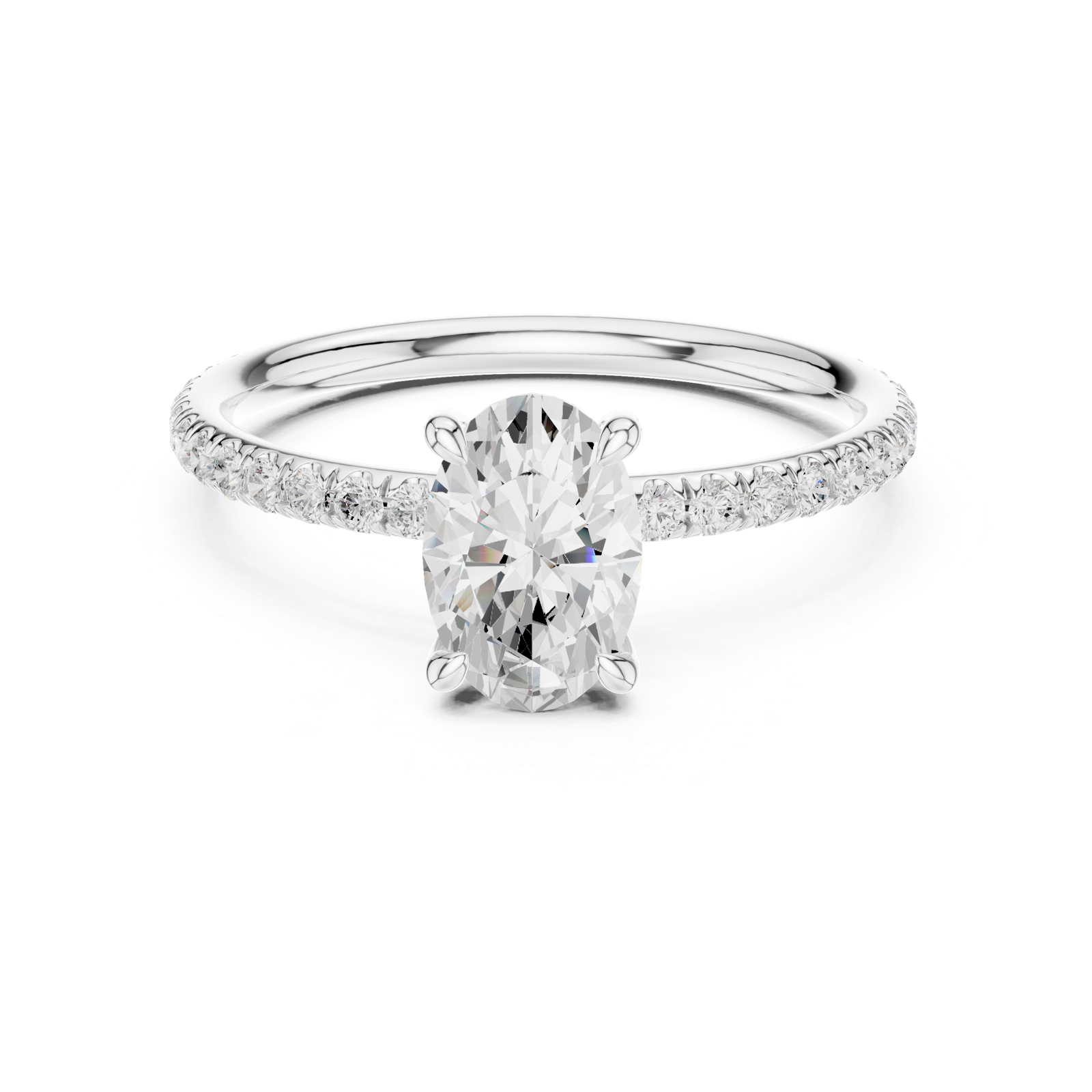 Gold Jewelry L36-15, Oval center stone, White Gold, view 4