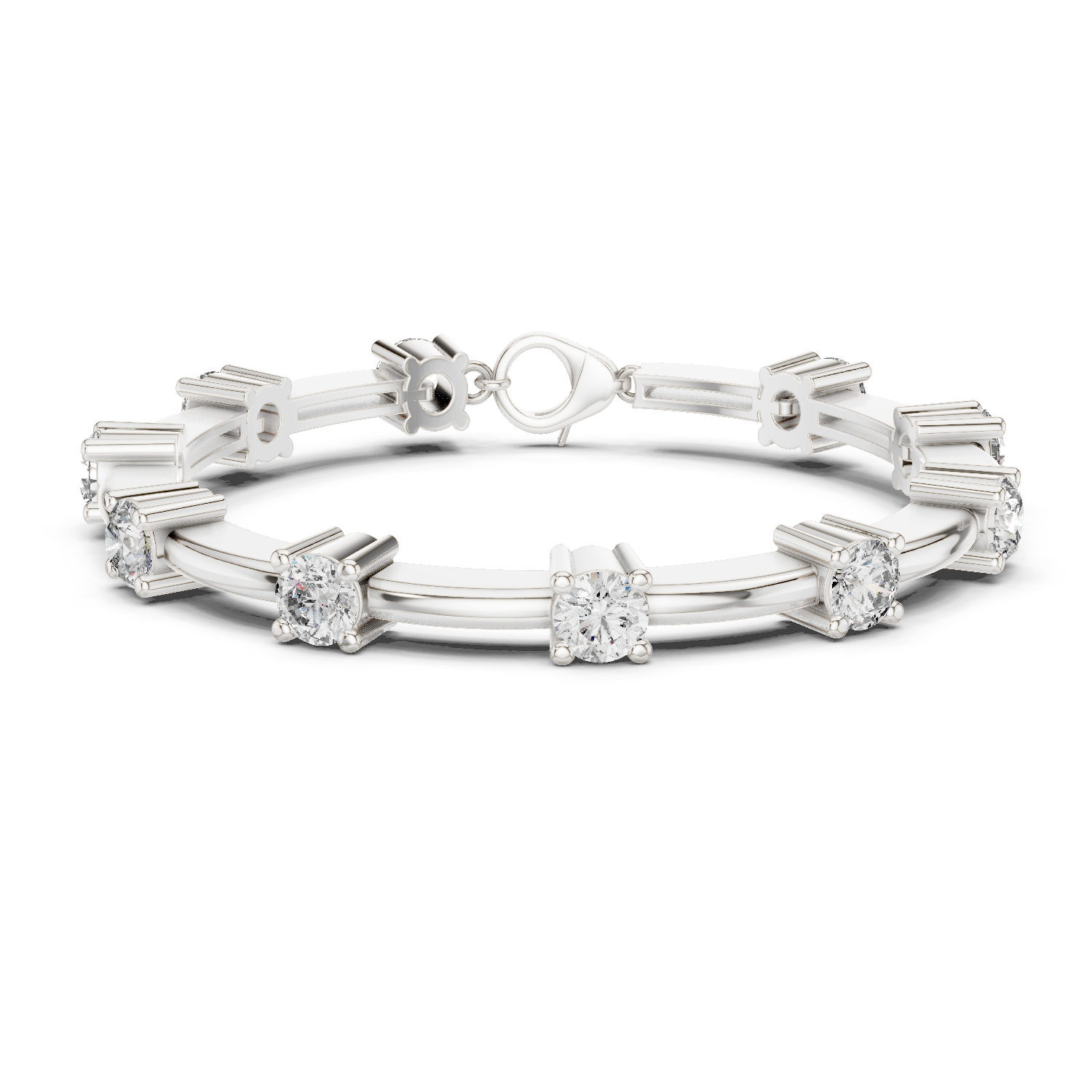 14K Solid Gold Lab Diamond Bracelet, White Gold