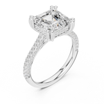 Gold Ring DDLR-260, Asscher center stone, White Gold, view 2