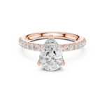 Gold Ring DDLR-161, Pear center stone, Rose Gold, view 4