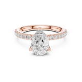 Gold Ring DDLR-161, Pear center stone, Rose Gold, view 4