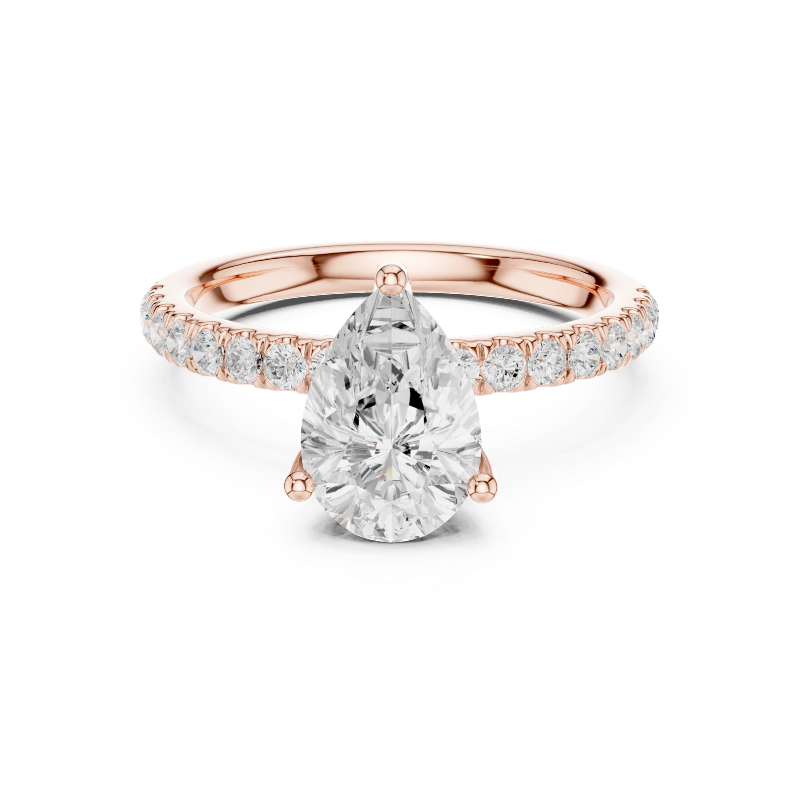 Gold Ring DDLR-161, Pear center stone, Rose Gold, view 4