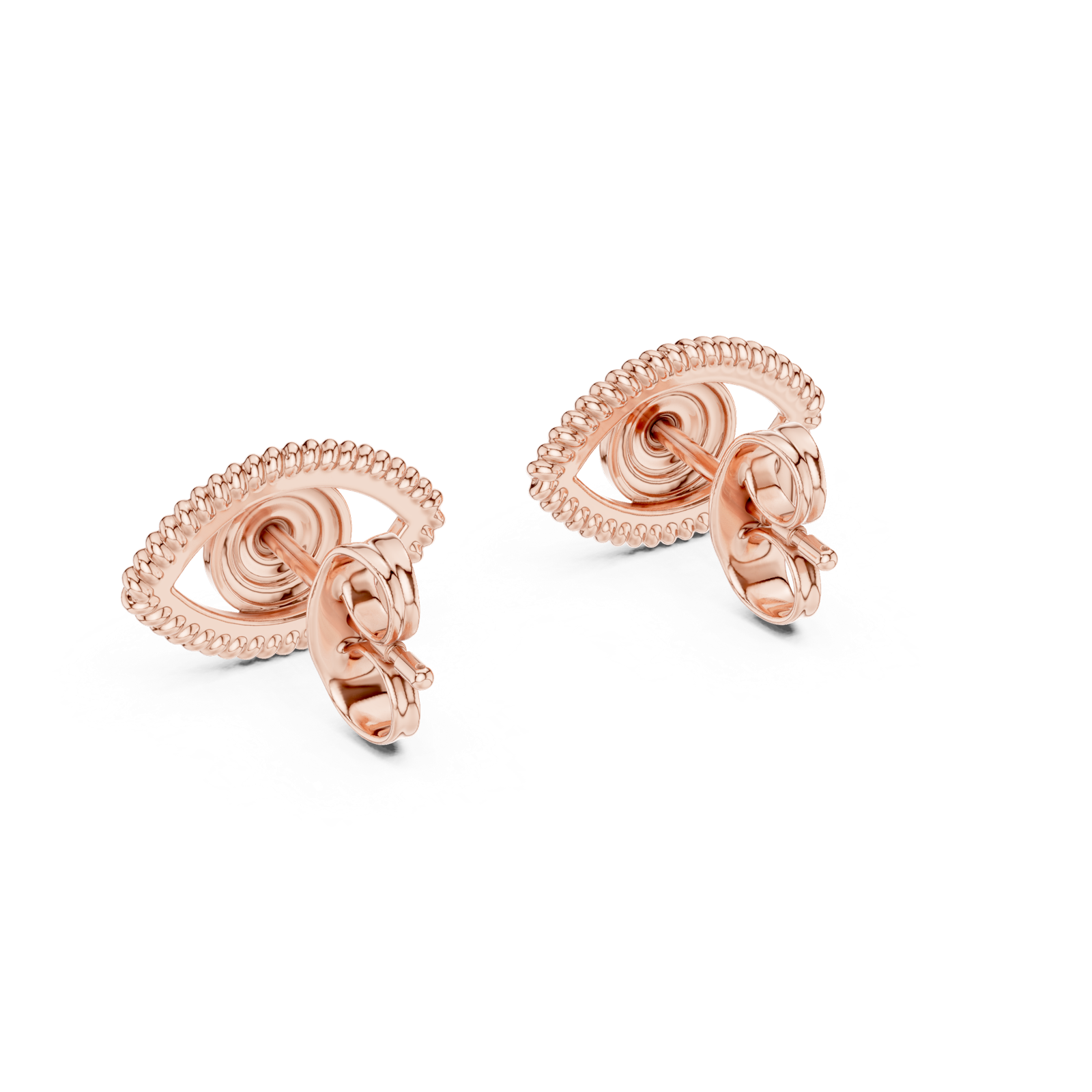 Gold Earrings 12-10003@E, Rose Gold, view 3
