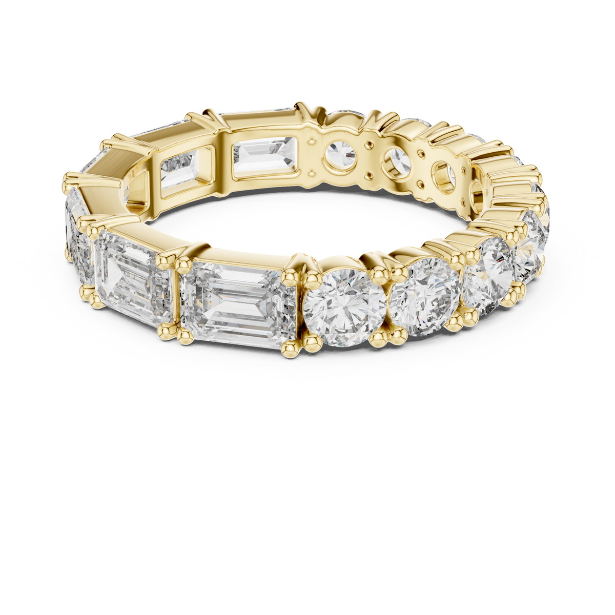14K Solid Gold Lab Diamond Eternity Ring, Yellow Gold