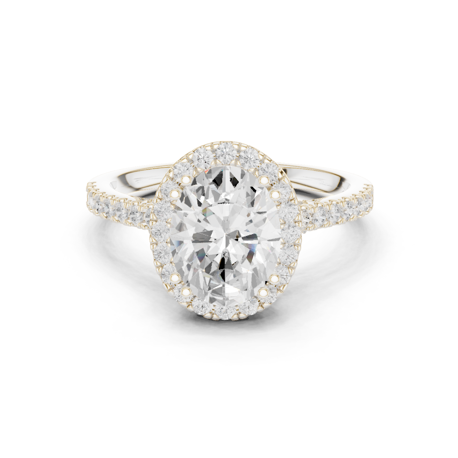 Gold Ring DDLR-255, Oval center stone, White Gold
