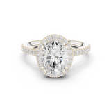 Gold Ring DDLR-255, Oval center stone, White Gold