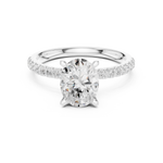 Gold Ring DDLR-256, Oval center stone, White Gold, view 4