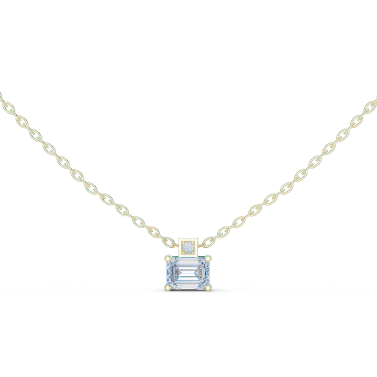 14K Solid Gold Lab Diamond Solitaire Pendant Necklace, Yellow Gold