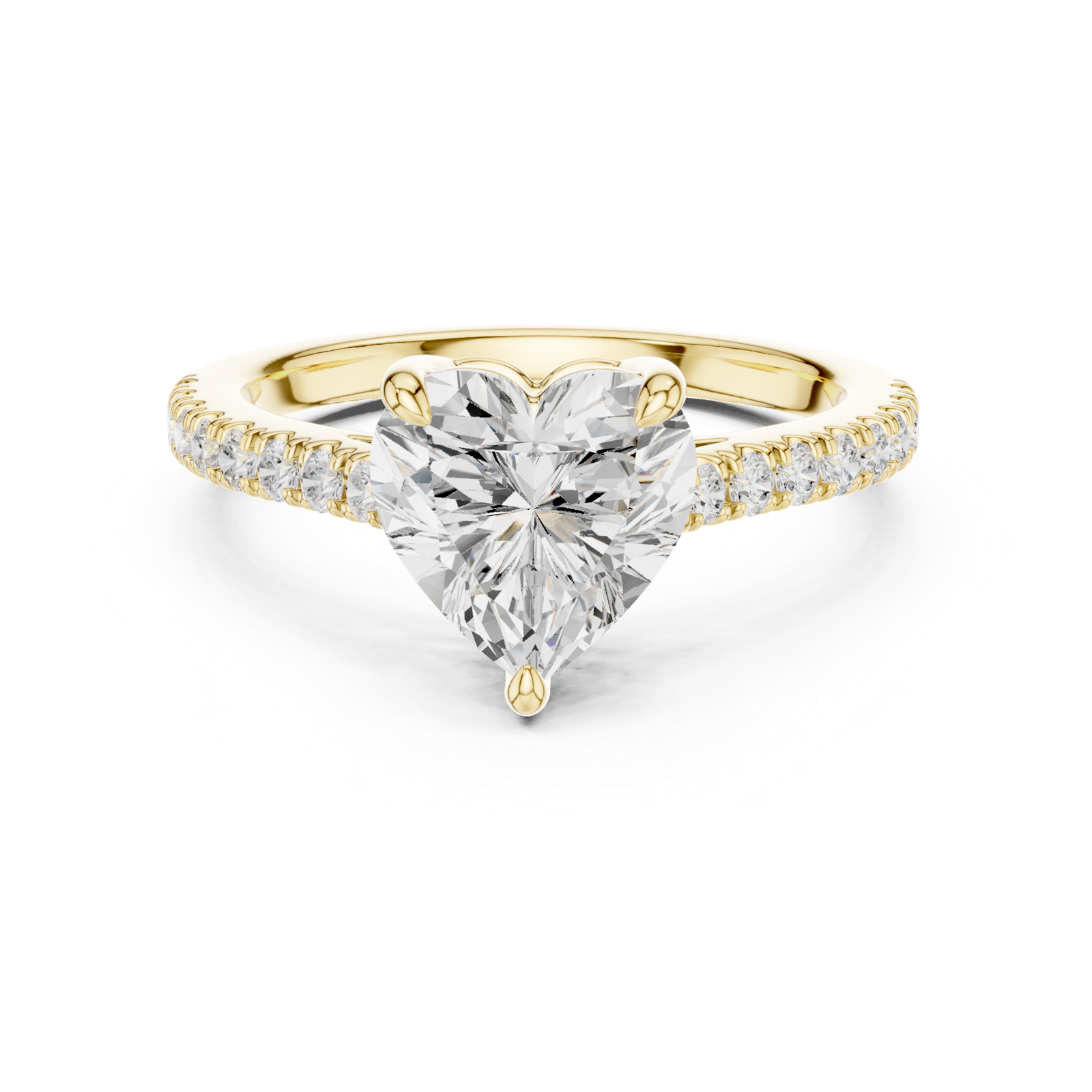 Gold Ring DDLR-039, Heart center stone, Yellow Gold, view 4