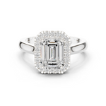 Gold Ring DDLR-338, Emerald center stone, White Gold