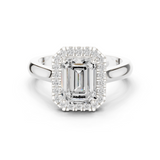 Gold Ring DDLR-338, Emerald center stone, White Gold