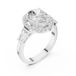 Gold Ring DDLR-342, Oval center stone, White Gold, view 2