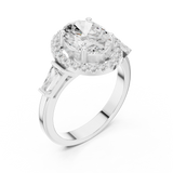 Gold Ring DDLR-342, Oval center stone, White Gold, view 2