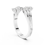14K Solid Gold Lab Diamond Flower Cluster Ring, White Gold, view 1