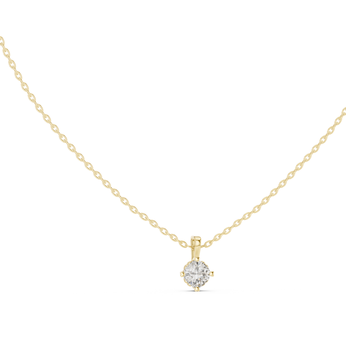 14K Solid Gold Lab Diamond Solitaire Pendant Necklace, Yellow Gold, view 1