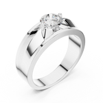 14K Solid Gold Lab Diamond Signet Ring, White Gold, view 2