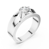 14K Solid Gold Lab Diamond Signet Ring, White Gold, view 2