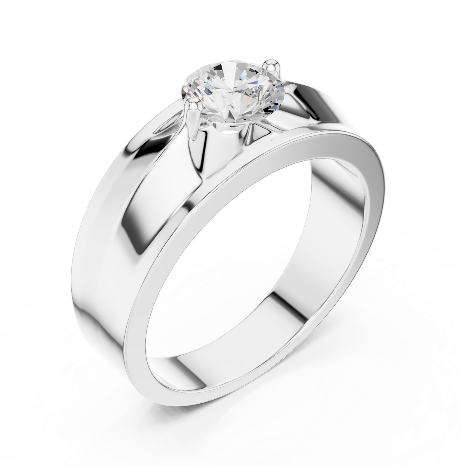 14K Solid Gold Lab Diamond Signet Ring, White Gold, view 2