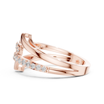 14K Solid Gold Lab Diamond Crossover Ring, Rose Gold, view 3