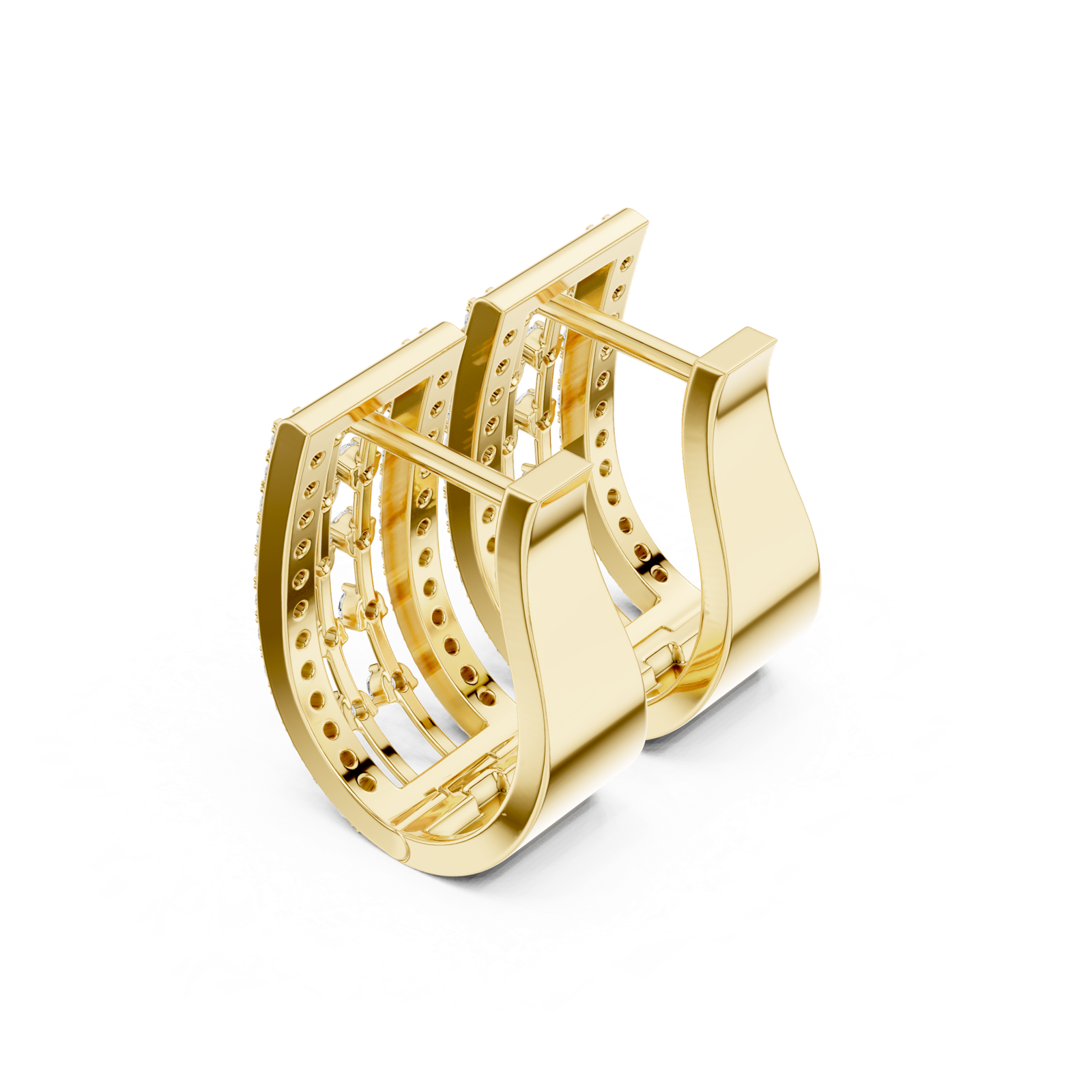 Gold Earrings 9-10001E, Yellow Gold, view 2