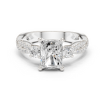Gold Ring DDLR-281, Radiant center stone, White Gold