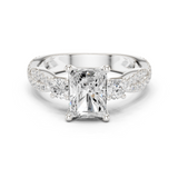 Gold Ring DDLR-281, Radiant center stone, White Gold