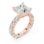 Gold Ring DDLR-087, Princess center stone, Rose Gold, view 2