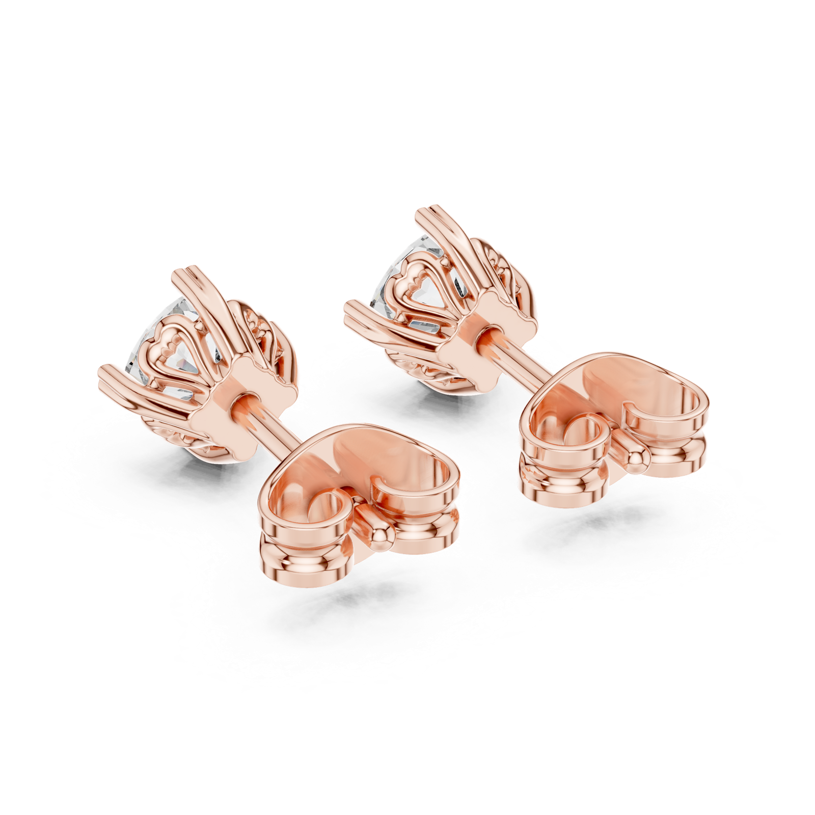 14K Solid Gold Lab Diamond Halo Earrings, Rose Gold, view 3