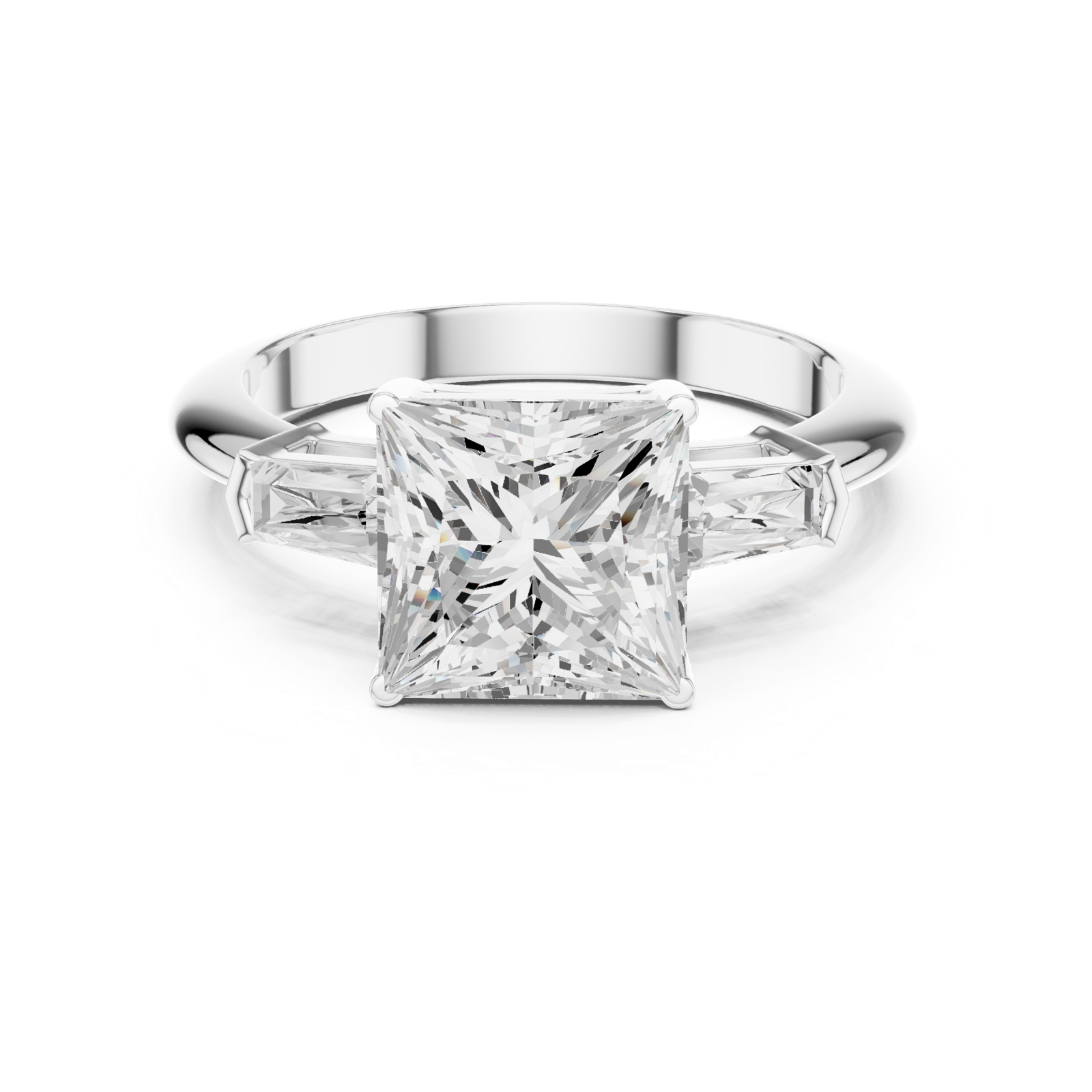 Gold Jewelry L35-67, Princess center stone, White Gold, view 4