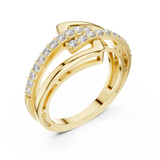 14K Solid Gold Lab Diamond Crossover Ring, Yellow Gold, view 2