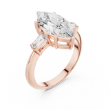Gold Jewelry L35-67, Marquise center stone, Rose Gold, view 2