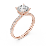 Gold Ring DDLR-256, Round center stone, Rose Gold, view 2