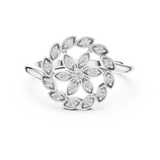 14K Solid Gold Lab Diamond Flower Cluster Ring, White Gold