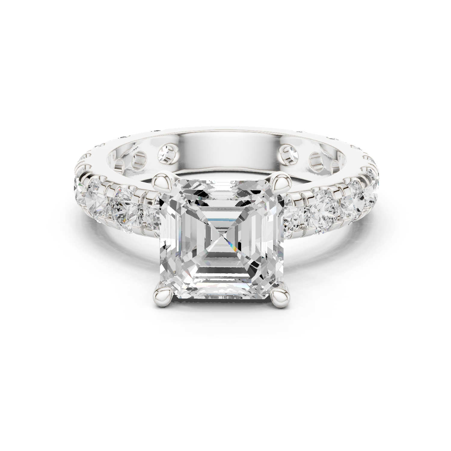 Gold Jewelry, Asscher center stone, White Gold