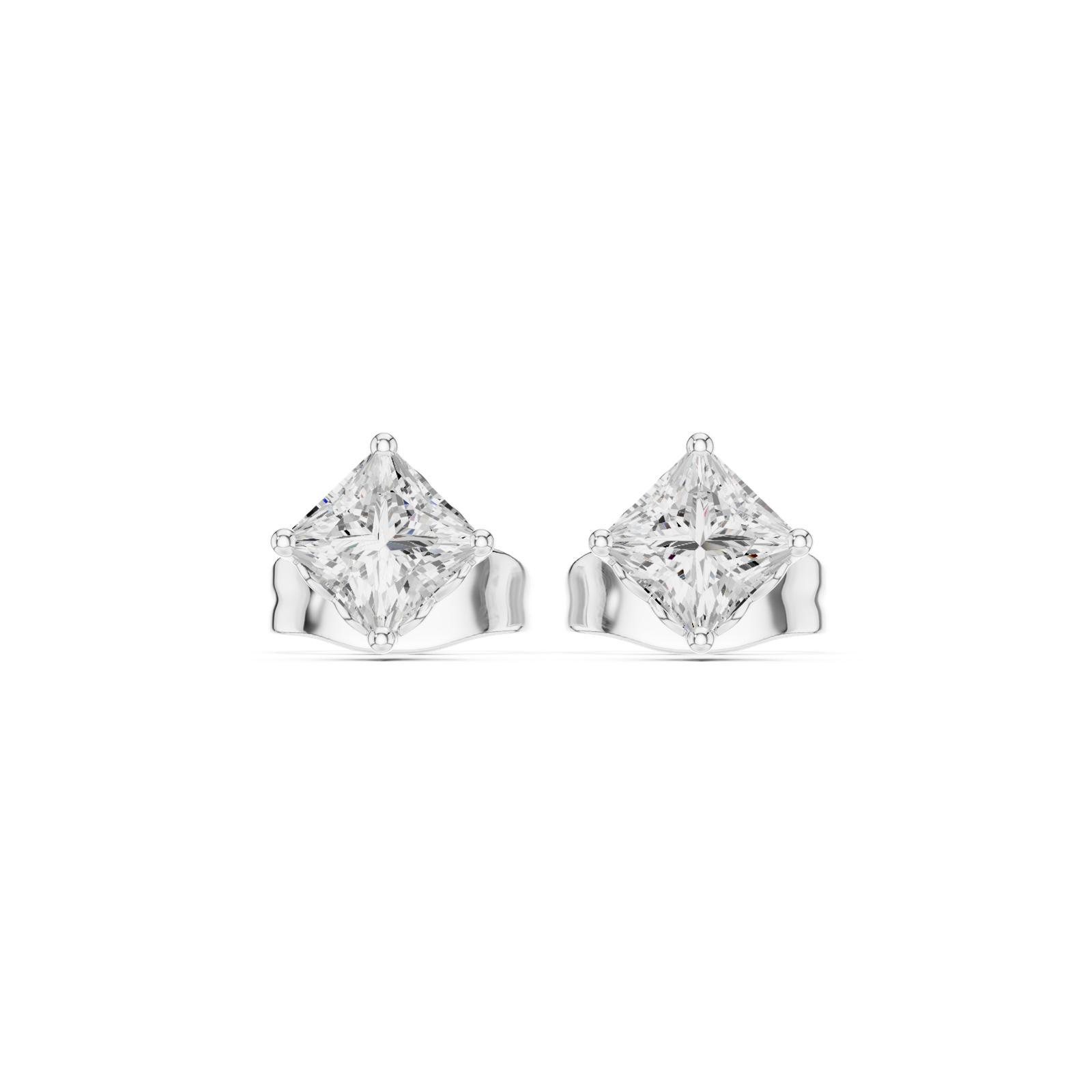 14K Solid Gold Lab Diamond Stud Earrings, White Gold, view 4