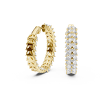14K Solid Gold Lab Diamond Huggie Earrings, Yellow Gold, view 1