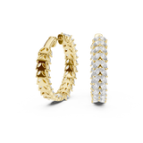 14K Solid Gold Lab Diamond Huggie Earrings, Yellow Gold, view 1