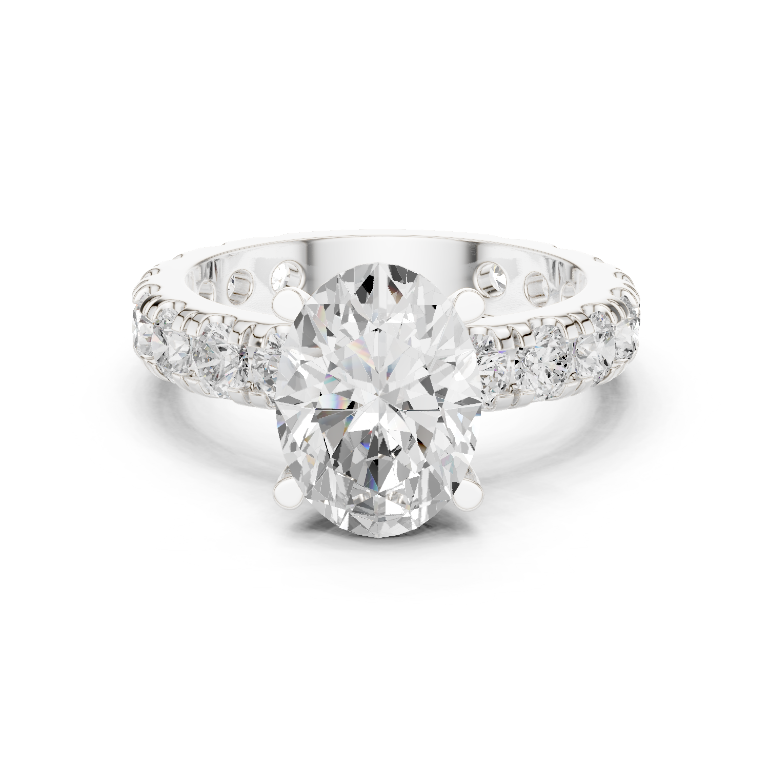 Gold Jewelry L35-63, Oval center stone, White Gold