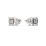 14K Solid Gold Lab Diamond Cluster Earrings, Rose Gold