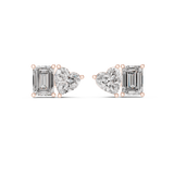 14K Solid Gold Lab Diamond Cluster Earrings, Rose Gold