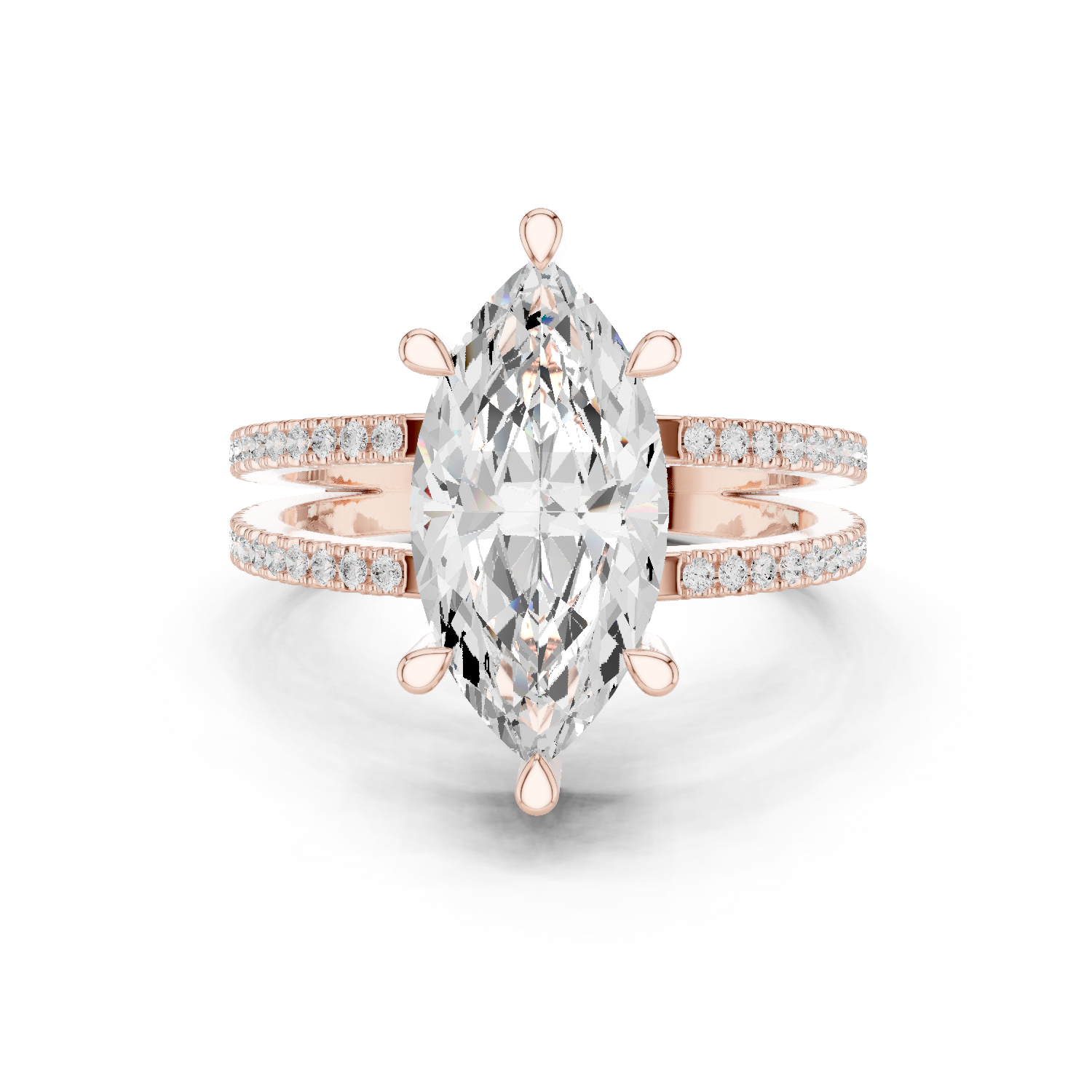 Gold Jewelry L36-13, Marquise center stone, Rose Gold