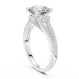 Gold Ring DDLR-252, Cushion center stone, White Gold, view 1