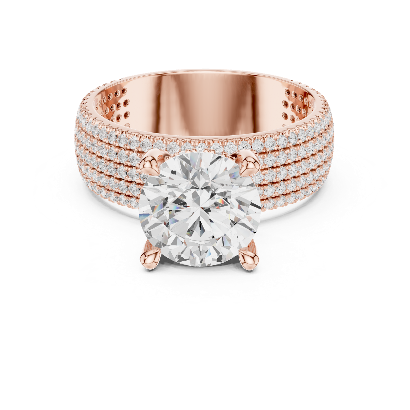 Gold Ring, Round center stone, Rose Gold, view 4