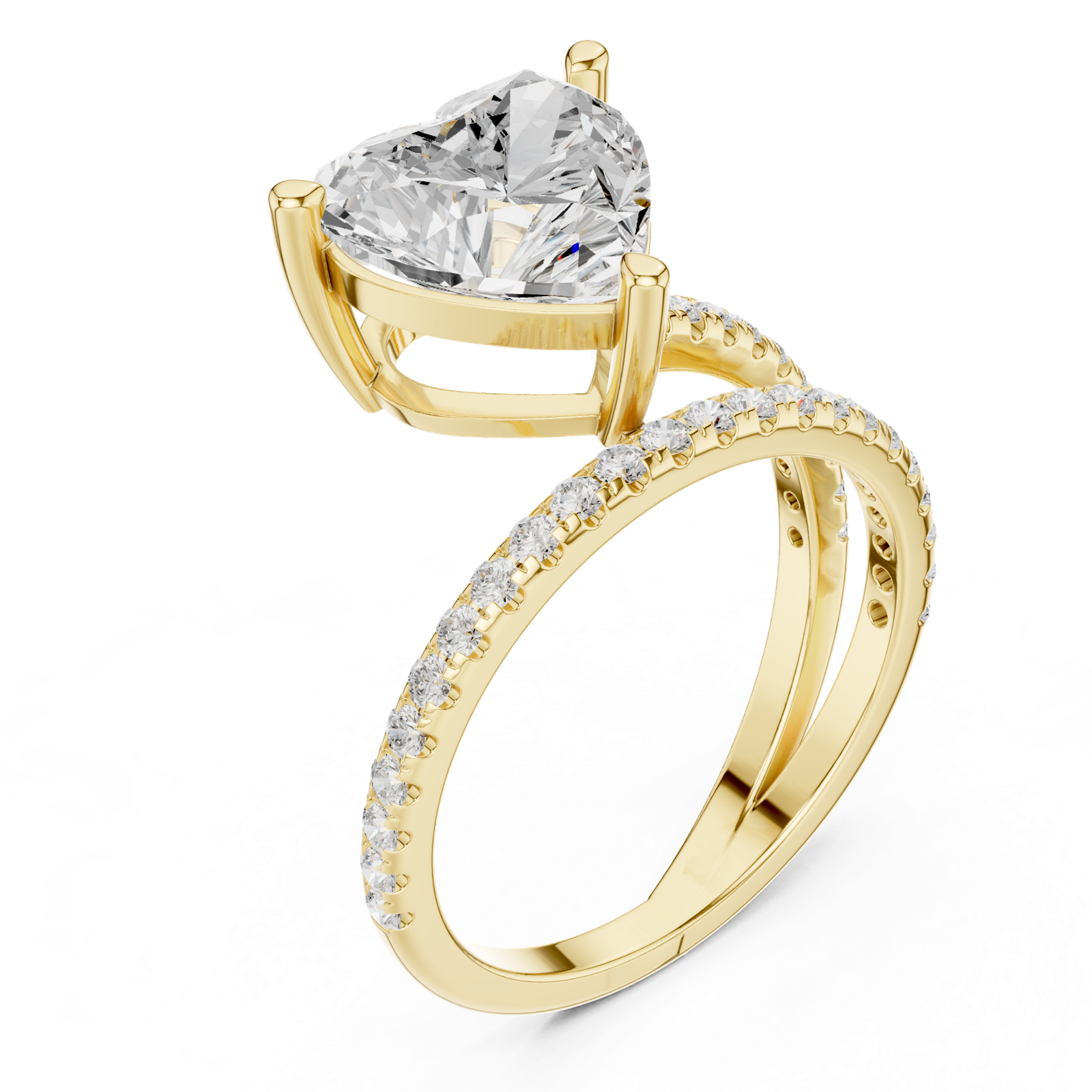 Gold Jewelry L35-39, Heart center stone, Yellow Gold, view 2